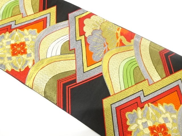 JAPANESE KIMONO / ANTIQUE PINE BARK LOZENGE / KASAMATSU / FLOWER PATTE